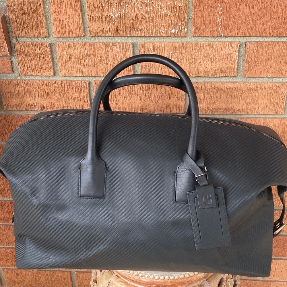 🖤😎Black Men's classic Dunhill's Holdall with the Carbon-Fibre Look travel bag 😎🖤